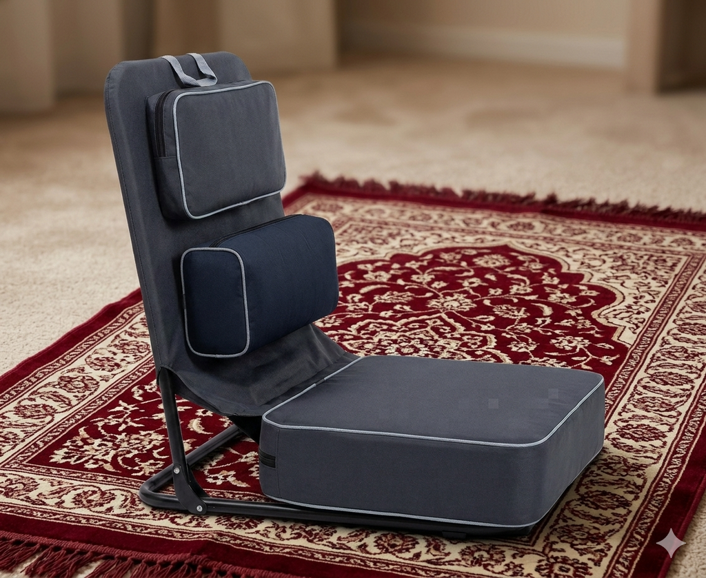 Premium Foldable Prayer Chair For Jay Namaz - Compact 18*16 Orthopedic Floor Back Support Cushion-Floor Chair