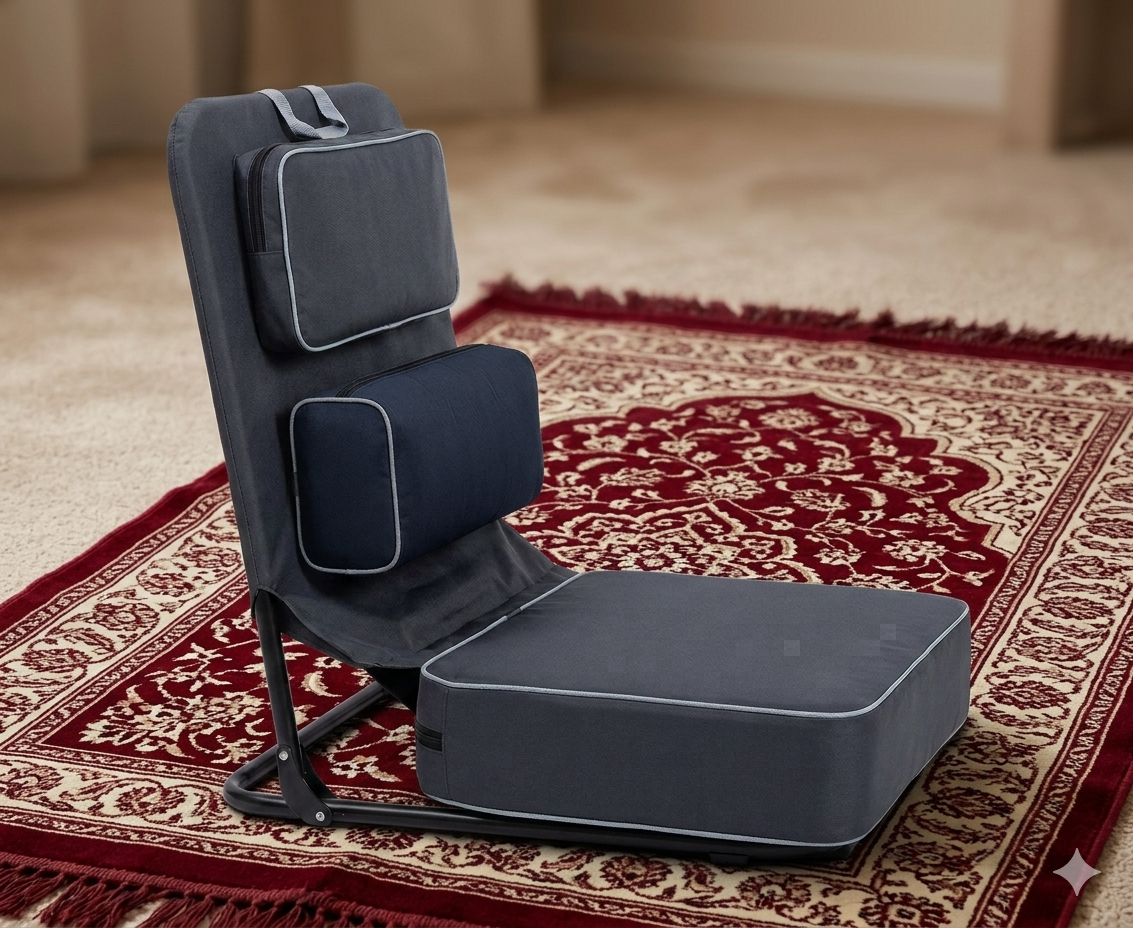 Premium Foldable Prayer Chair For Jay Namaz - Compact 18*16 Orthopedic Floor Back Support Cushion-Floor Chair